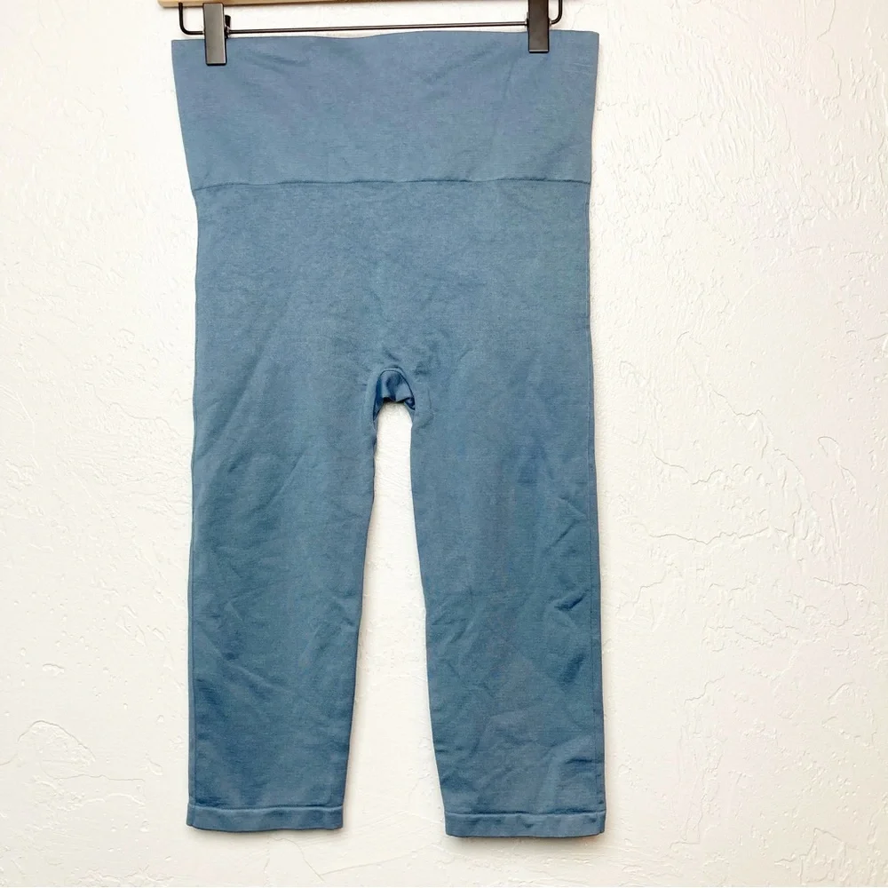 Blanqi Maternity Belly Support Crop Leggings Large Oil Blue